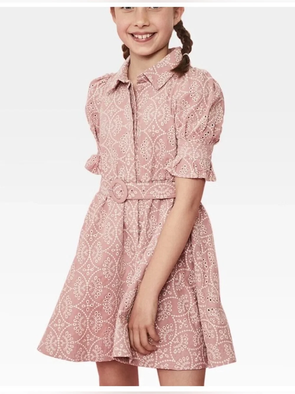 NWT Bardot Junior dress Girl US 8 blush pink Embroidered Balletcore